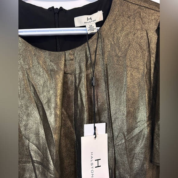 NEW Halston Heritage Metallic Gold Dress - Picture 5 of 6